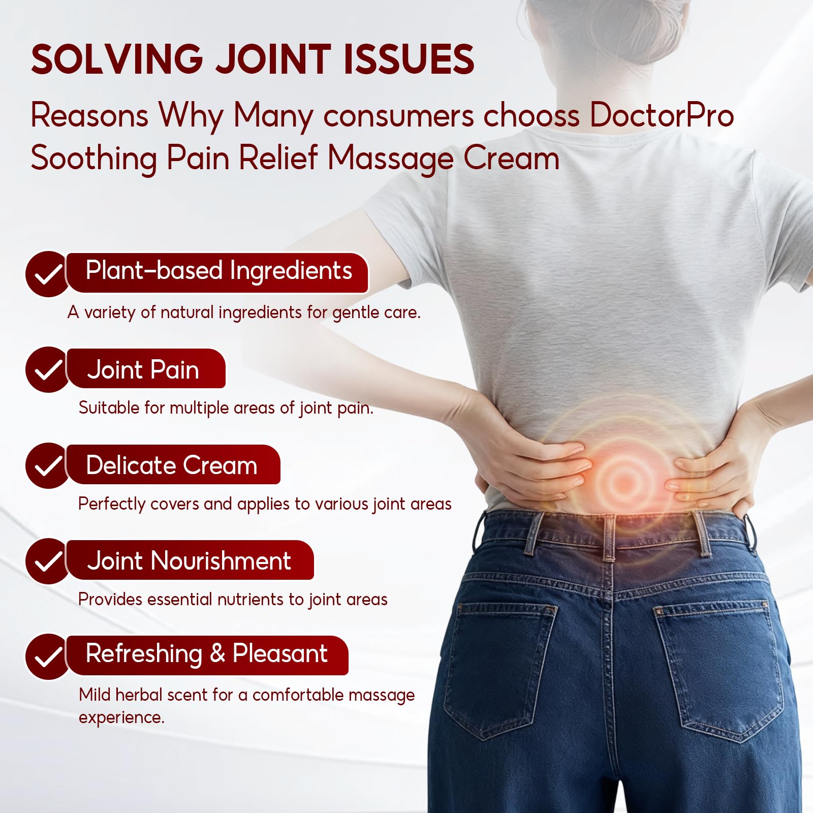 DoctorPro Soothing Massage Cream 80g Joint Relief Roll Muscle Comfort Non-Greasy Refreshing Formula for Knees, Lumbar, Neck, Back,Shoulders, Hands, and Feet, Menthol Gel DoctorProBuy Supplements Australia