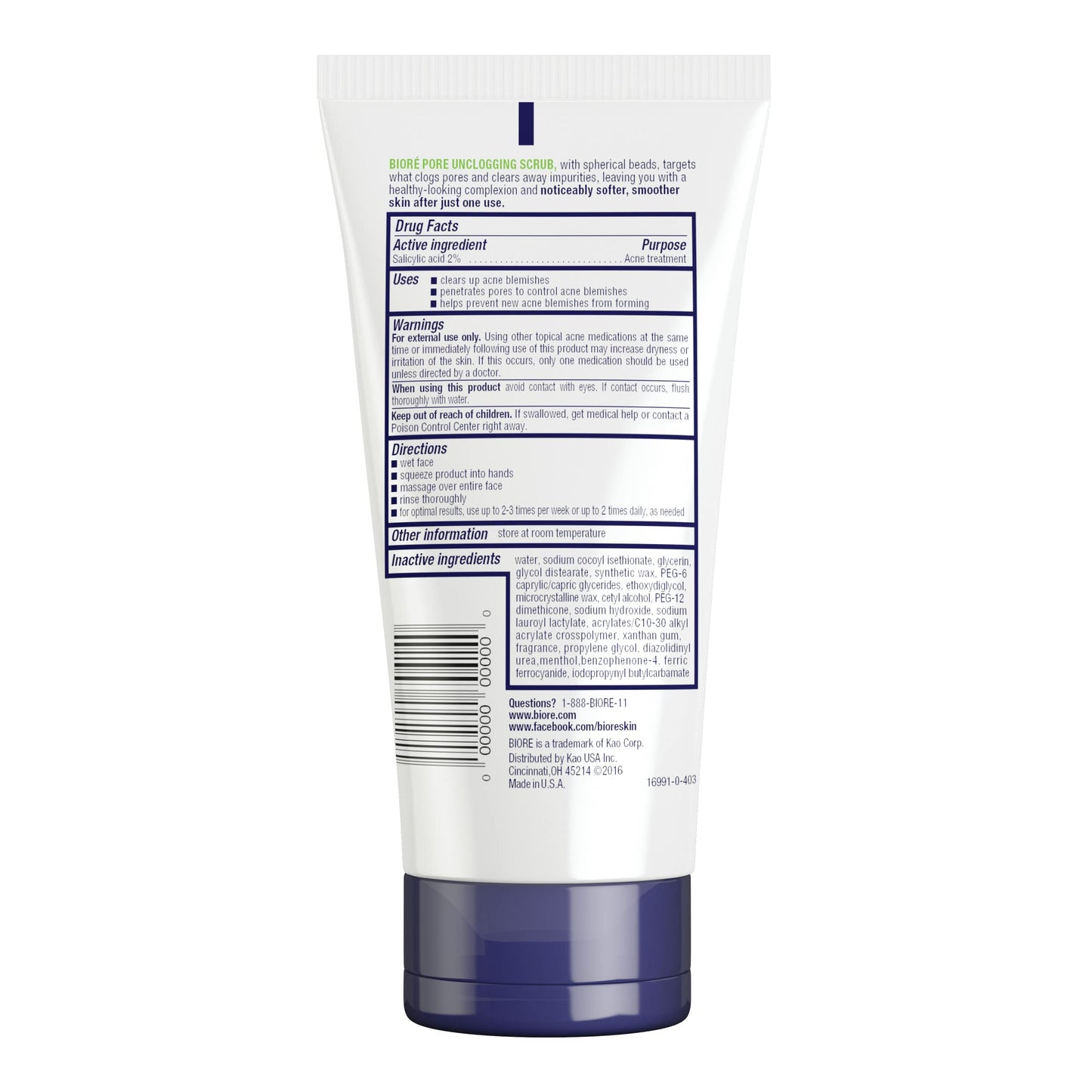 Bioré Pore Unclogging Scrub, Removes Excess Dirt and Oils, Face Scrub, with Salicylic Acid BioreBuy Supplements Australia