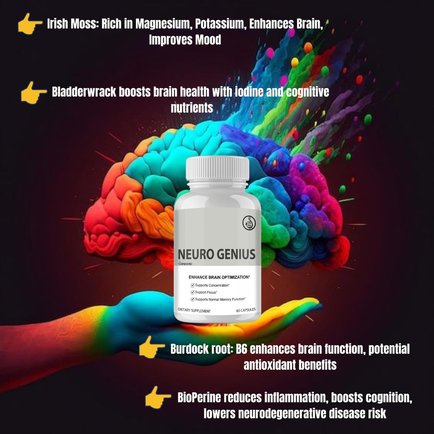 Neuro Genius Advanced Cognitive Support Supplement to uplock Brain Potential SampurakaBuy Supplements Australia