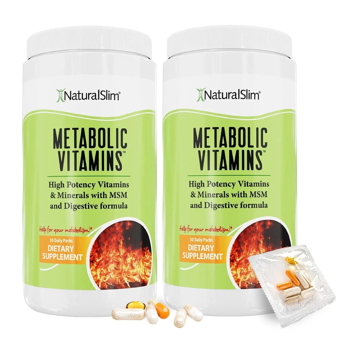 NaturalSlim Metabolic Vitamins - Combination of High Potency Multivitamins, Minerals, B Complex, Msm, & Digestive Formula Supplements NaturalSlim