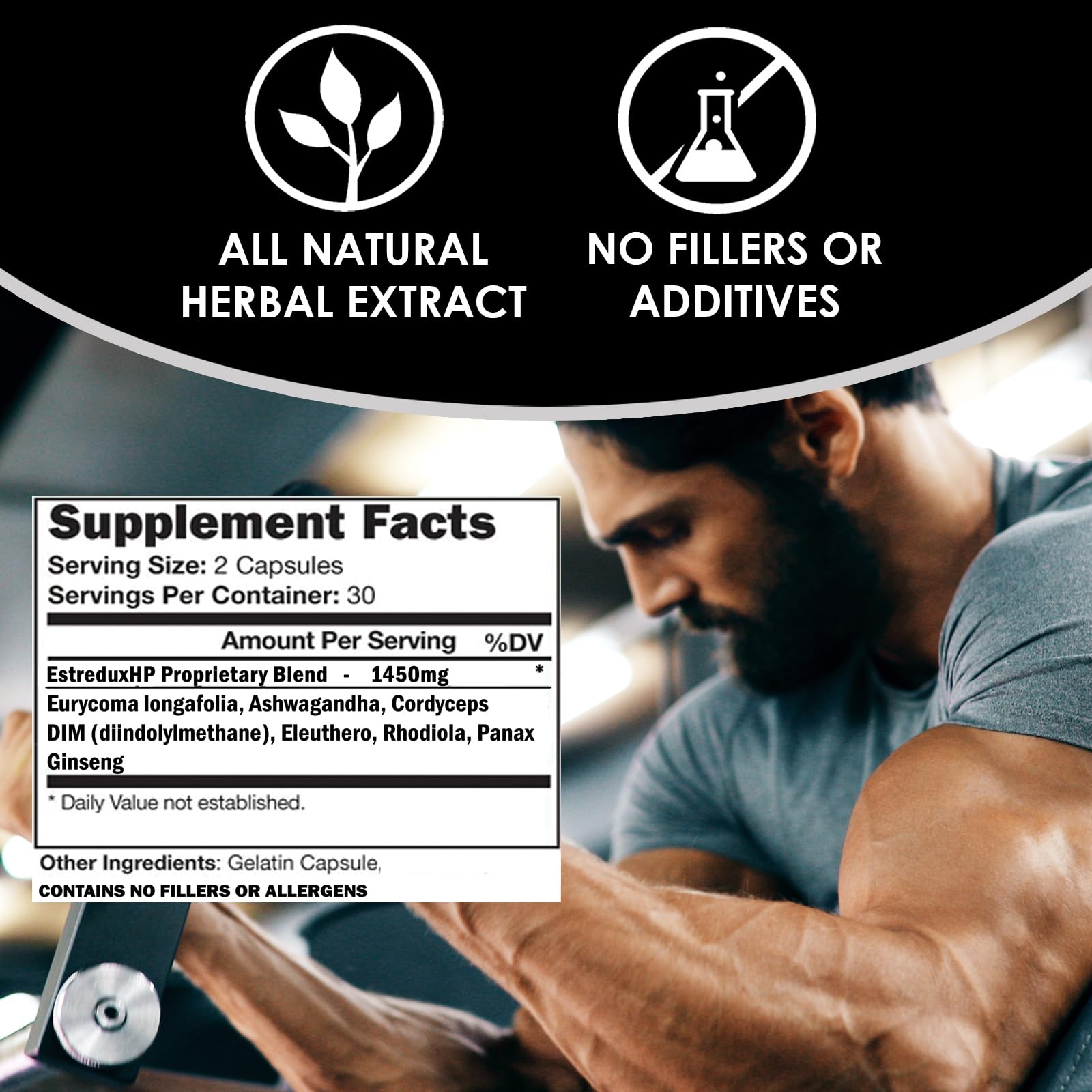 VH Nutrition ESTREDUX HP - with DIM | Estrogen Blocker for Men* | 1450mg of Maximum Strength Hormone Support, Tongkat Ali, Ashwagandha | 60 Capsules VH NutritionBuy Supplements Australia