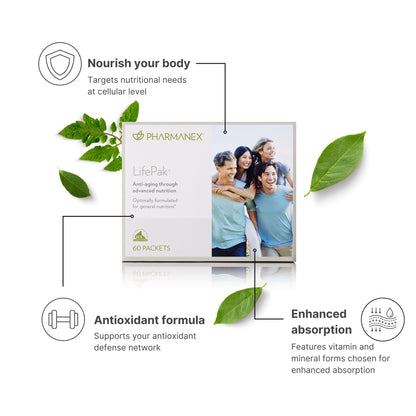 Pharmanex Nu Skin LifePak Advanced Nutritional Supplement for Adults | 60 Daily Packets | Aging, Digestive, and Gut Health Formula with Essential Vitamins, Minerals, and Phytonutrients PharmanexBuy Supplements Australia