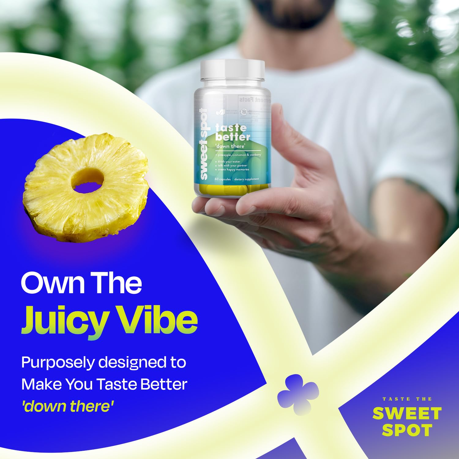 Pineapple Probiotics for Men – 625mg Sweet Spot Formula with Pineapple Extract, Cranberry & Cinnamon, Supports pH Balance & Freshens Taste, 60 Capsules, Made in the USA TASTE THE SWEET SPOTBuy Supplements Australia