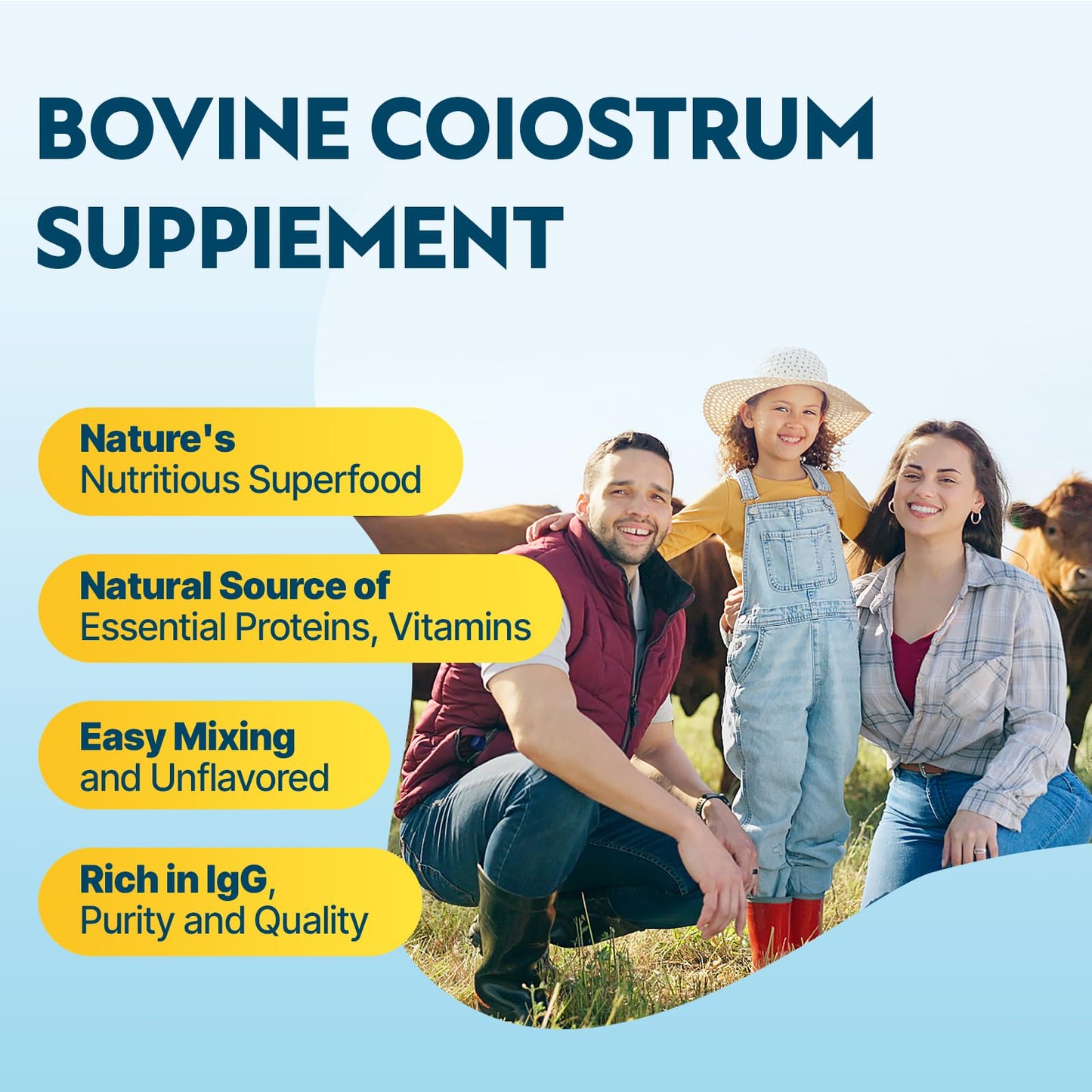 Energievoll Bovine Colostrum Supplement Powder - 60% IgG 3000 mg for Gut, Hair Growth, Beauty, and Immune, Easy to Mix, Unflavored (50 Servings) EnergievollBuy Supplements Australia
