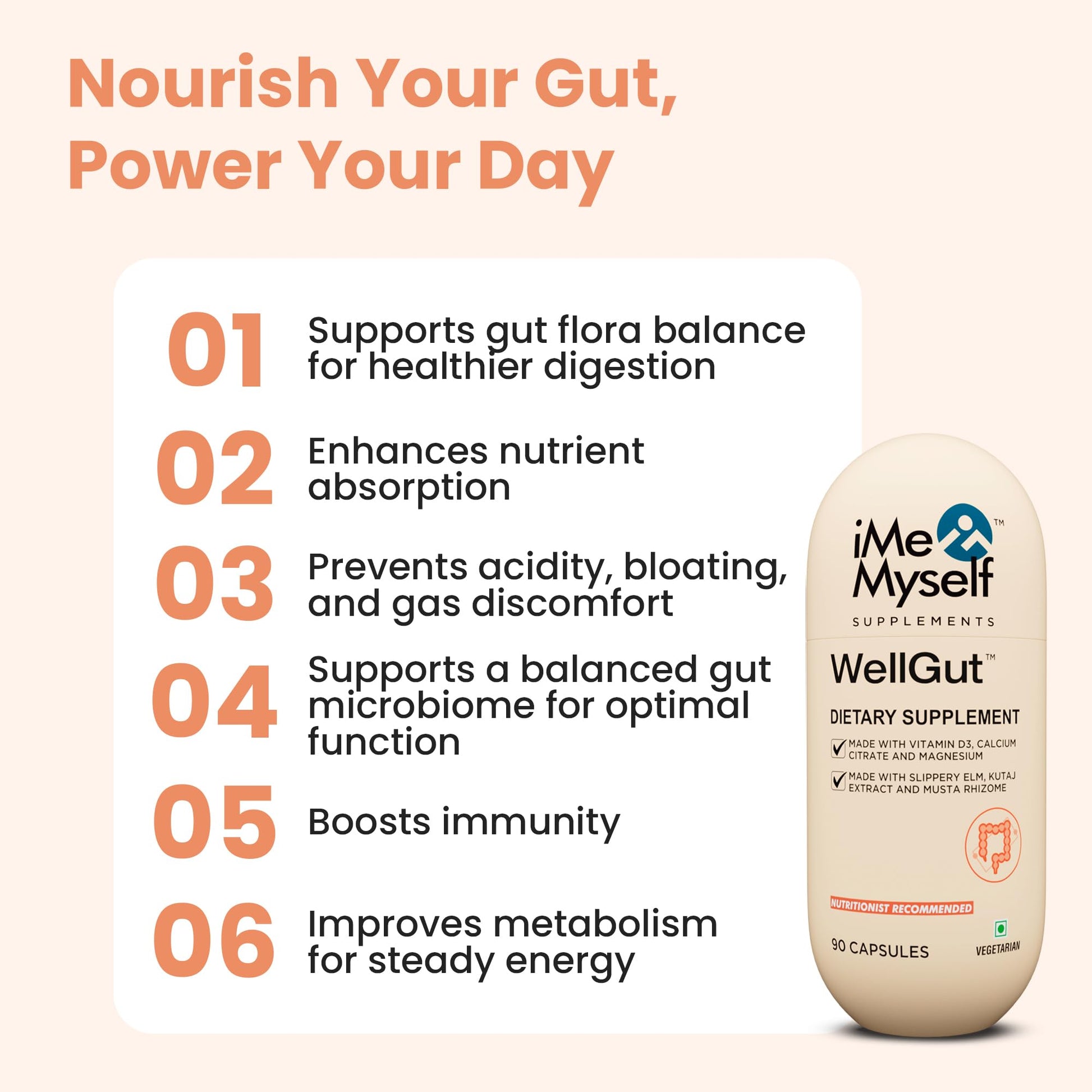 iMeMyself WellGut Daily Herbal Supplement | Traditional Herbs with Minerals & Probiotics 90 Vegan Capsules iMeMyselfBuy Supplements Australia