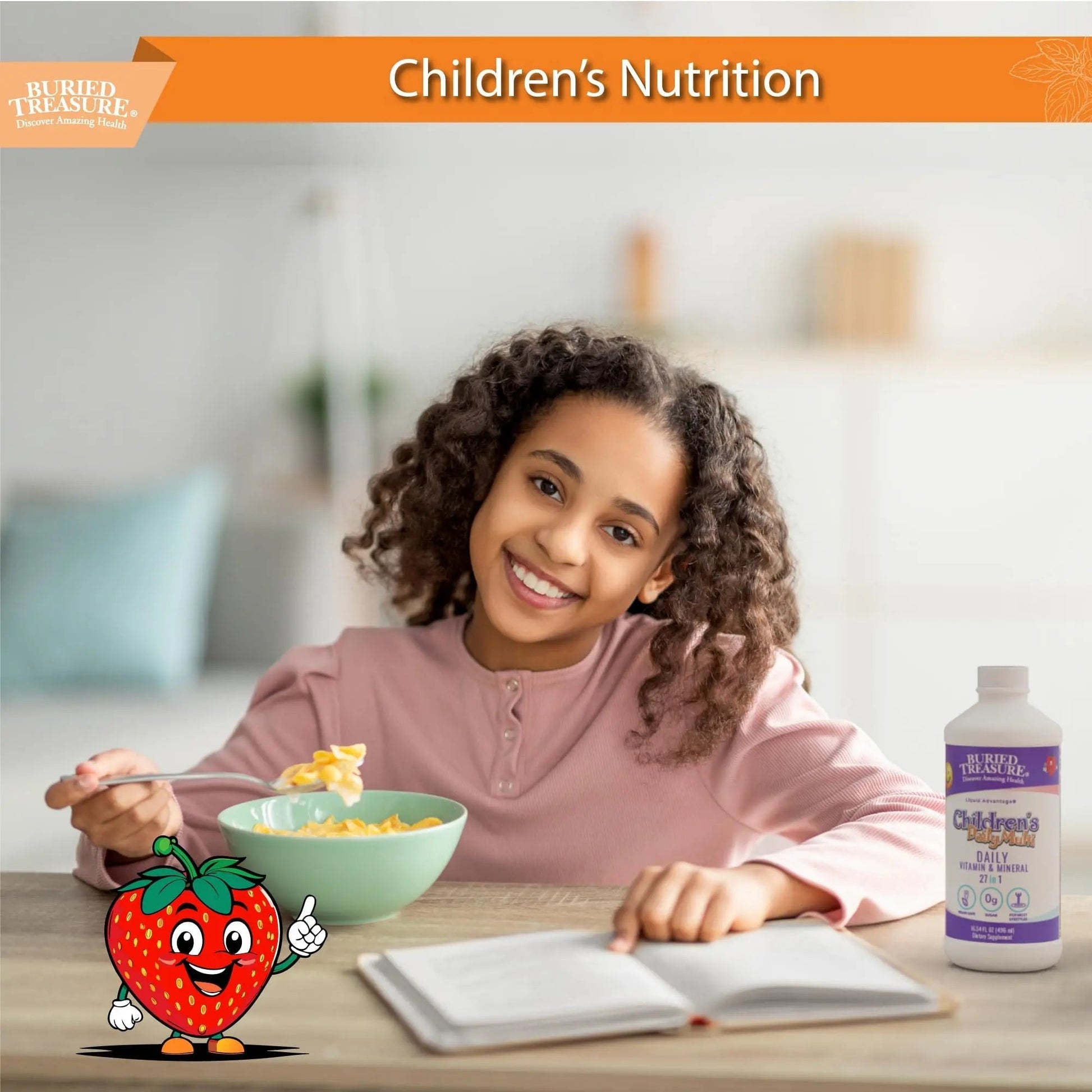 Buried Treasure Children’s Daily Liquid Multivitamin - 16 oz, 16 servings, Orange Mango Flavor, Supports Kids with Essential Nutrients & Minerals Select Nutrition
