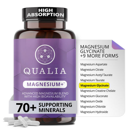 Qualia Magnesium Supplement | 10 Bioavailable Forms, Including Magnesium Glycinate, with 70+ Supporting Minerals, +7 Amino Acids | Doctor-Formulated to Support Sleep, Stress Relief, Heart, Relaxation QUALIA LIFE SCIENCESBuy Supplements Australia