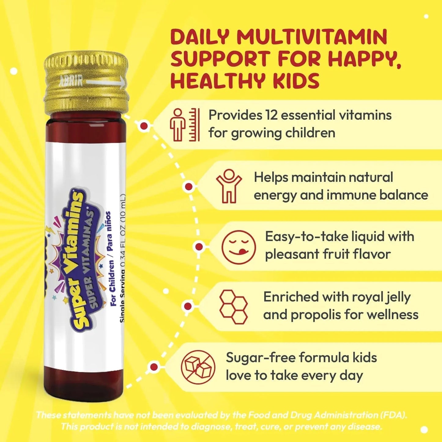 GirafKids Super Vitamins for Kids with Royal Jelly and Propolis, 10 multivitamin servings - Wellness Formula Vitamin C, B Complex, D3, E & Folic Acid PHARMADEL