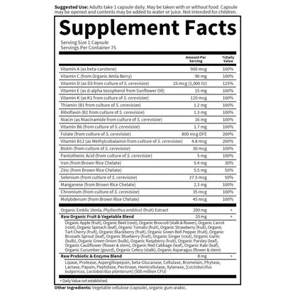 Garden of Life Vitamin Code Raw One for Women, Once Daily Women's Multivitamin - 75 Capsules, One a Day Vitamins Whole Food Iron,