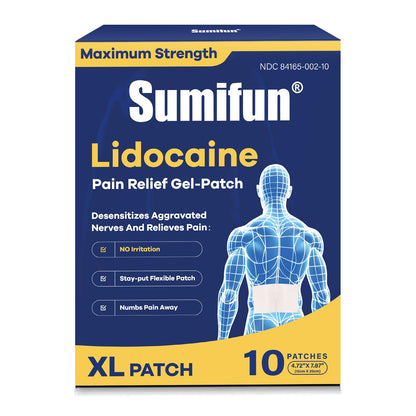 Sumifun 4% Lidocaine XL Pain Patches | Extra Large 4.72"x7.87" for Full Back & Thigh Coverage | Maximum Strength OTC Numbing | 8-Hour Medical Adhesion (X-Large, Count, 10) SumifunBuy Supplements Australia