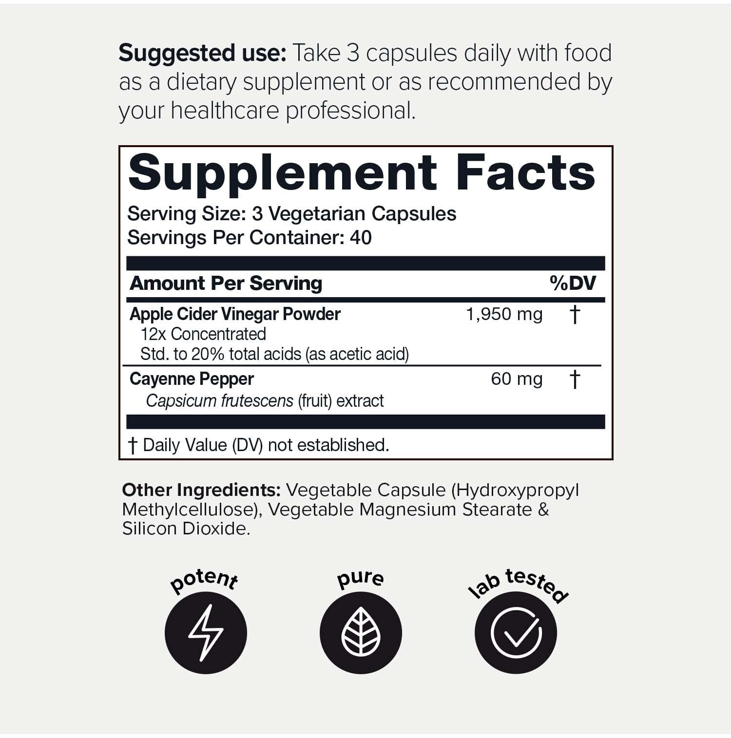 Toniiq 20% Acetic Acid Ultra High Strength Non-GMO Apple Cider Vinegar Capsules ToniiqBuy Supplements Australia