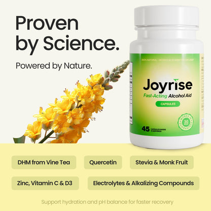 Joyrise® After Drinking Aid – Fast Acting Capsules with DHM – Alcohol Metabolism Support, Liver Health, Rapid Bioavailability & Body Replenishment – 45 Capsules (15 Servings) JoyriseBuy Supplements Australia