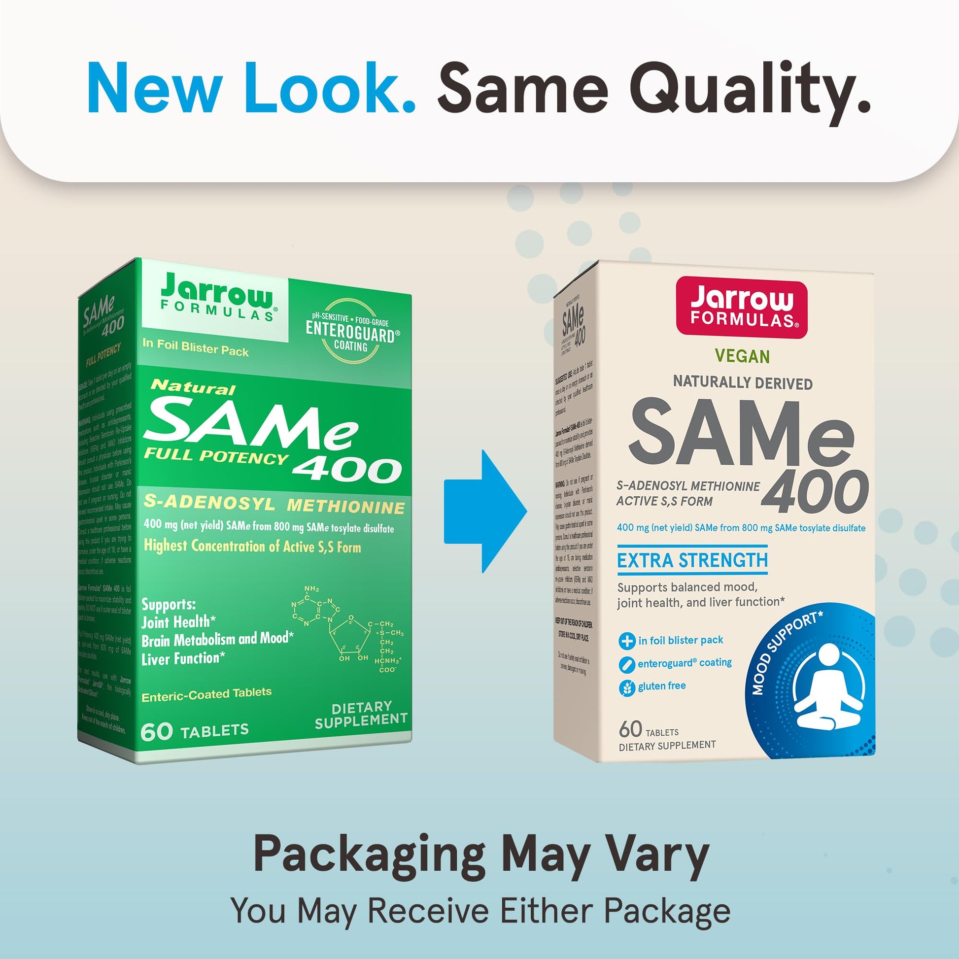 Jarrow Formulas SAMe Supplement 400 mg - 60 Tablets - High Concentration of Active S,S Form - Supports Joint Health, Liver Function, Brain Metabolism, Balanced Mood & Antioxidant Defense - 60 Servings Jarrow FormulasBuy Supplements Australia