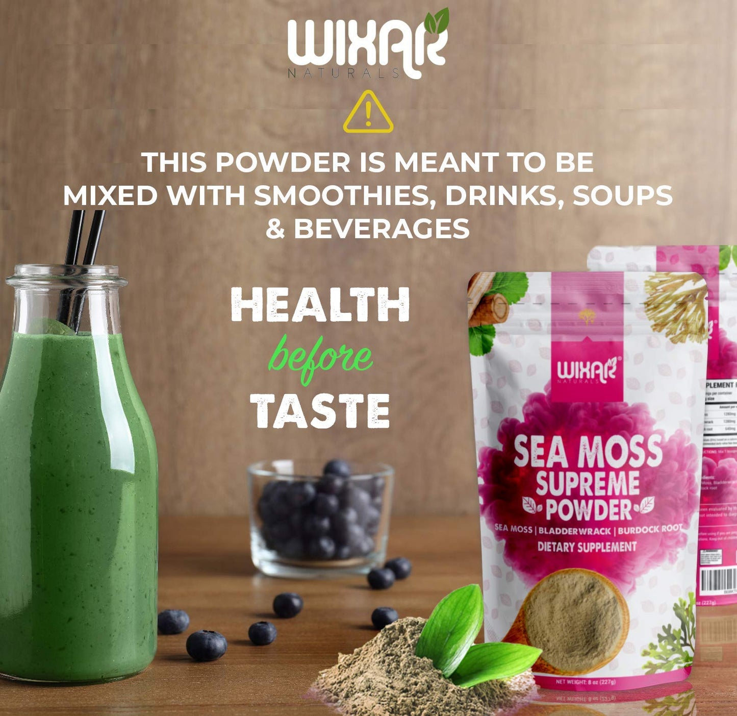 Wixar Wildcrafted Sea Moss Powder – (8 Ounces) – Natural Irish Sea Moss and Bladderwrack with Burdock Powder - Thyroid Support, Healthy Skin, Keto Detox, Joint Support Alkaline Supplements WIXAR NATURALSBuy Supplements Australia