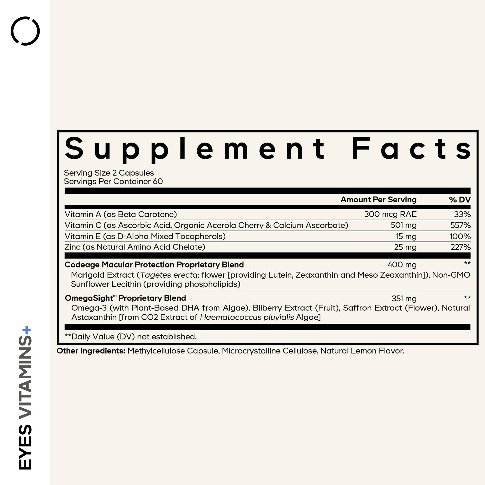 Codeage Eyes Vitamins - AREDS 2 Based Formula Supplement - 2-Month Supply - Vitamins A, C, E, Zinc, Lutein, Astaxanthin, Zeaxanthin, Eyebright, Marigold, Bilberry, Saffron, Omega-3-120 Capsules CodeageBuy Supplements Australia