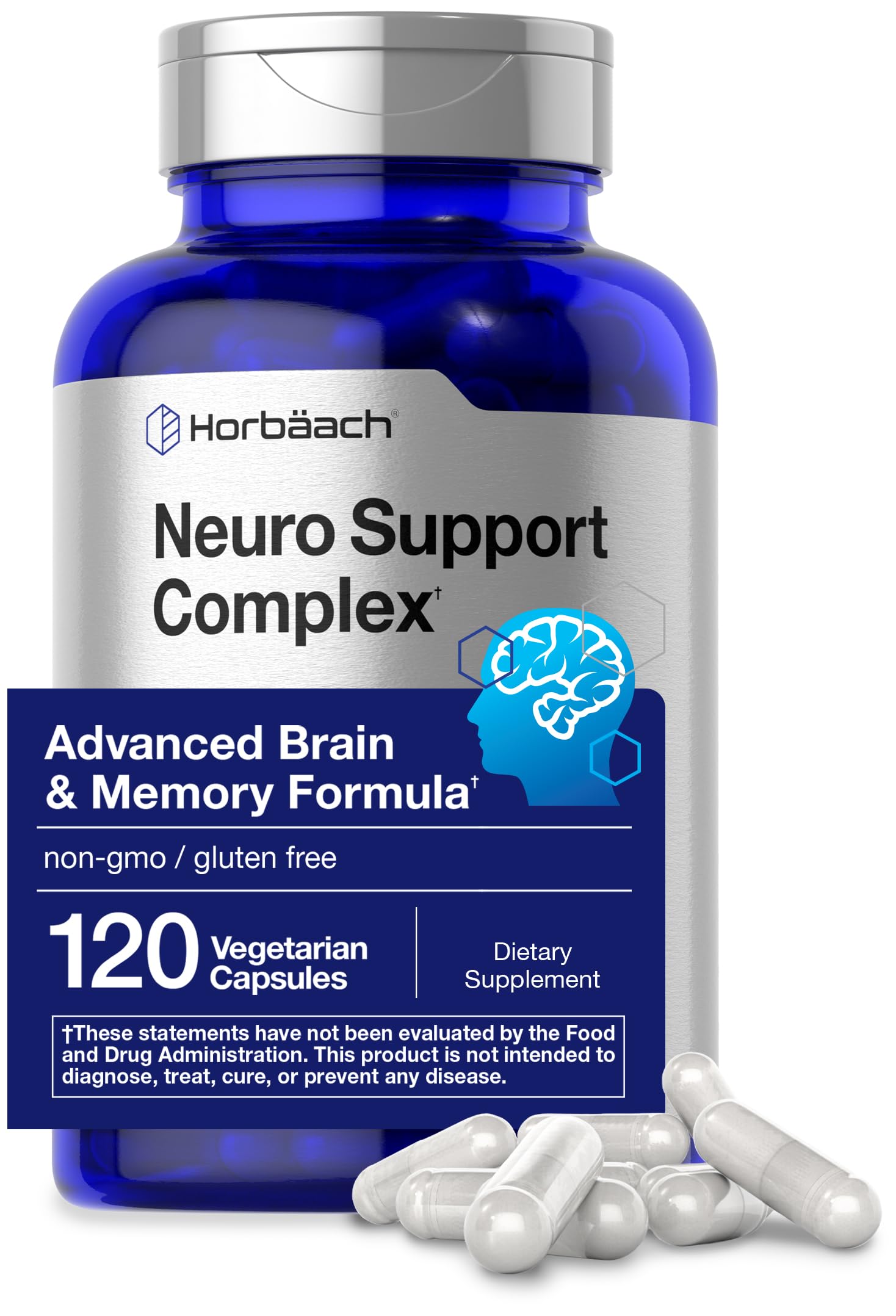 Horbäach Brain Supplement | 120 Capsules | with Phosphatidylserine & DMAE | Advanced Formula for Memory, Focus, Clarity | Vegetarian & Gluten Free | Neuro Support HorbäachBuy Supplements Australia