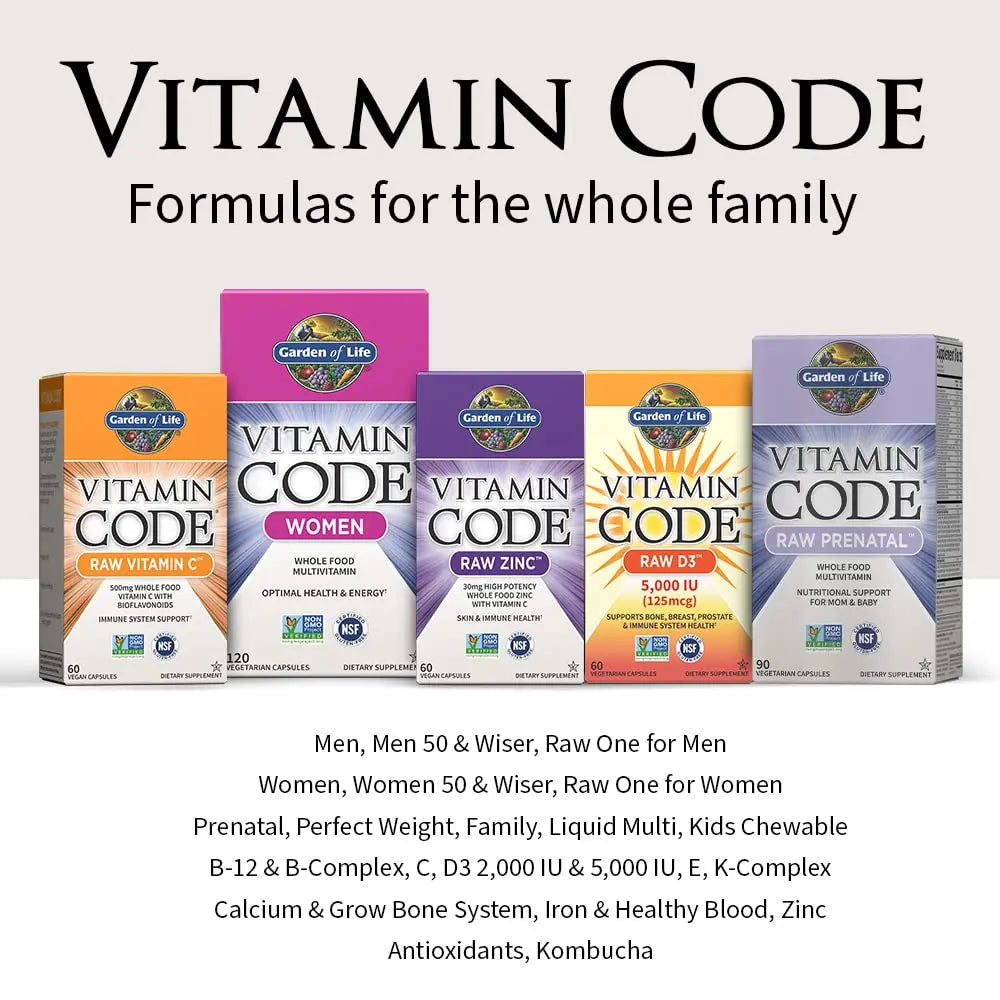 Garden of Life Multivitamin for Women, Men & Kids Age 6 and up, Vitamin Code Family Multi - 120 Vegetarian Capsules, Whole Food Vitamins Garden of Life