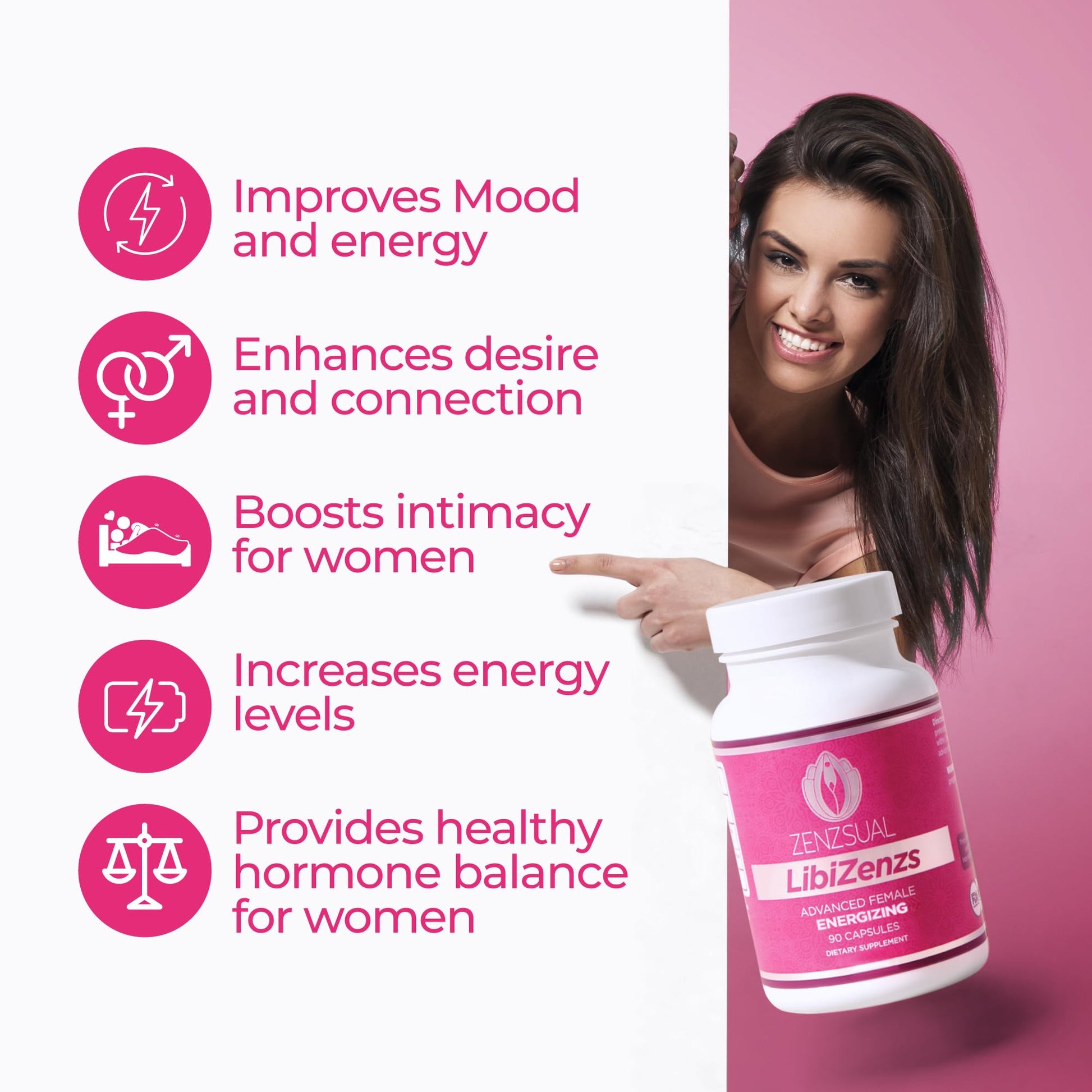 ZENZSUAL Libizenzs – Plant-Based Energy Support Supplement for Women – Caffeine-Free with Maca Root, Ashwagandha & Ginseng – Supports Daily Stamina, Focus & Well-Being – 90 Vegan Capsules ZENZSUALBuy Supplements Australia