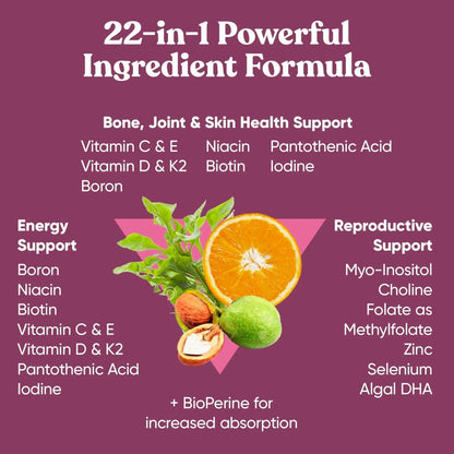 Next Gen Multivitamin for Women – 22 Optimized Vitamins for Immunity, Beauty, Brain, Energy, Bones and Heart – Vitamin C, D, E, K, Iron, B6 and DHA Eu Natural