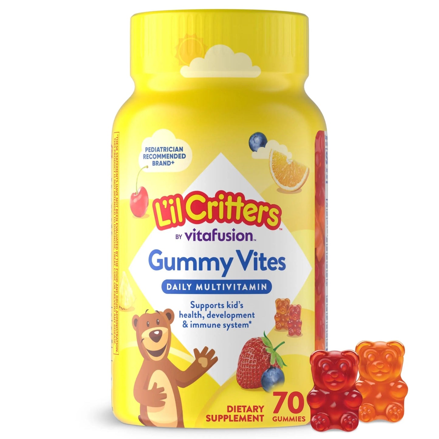 L’il Critters Gummy Vites Daily Gummy Multivitamin for Kids, Vitamin C, D3 for Immune Support Cherry, Strawberry, Orange Lil CrittersBuy Supplements Australia