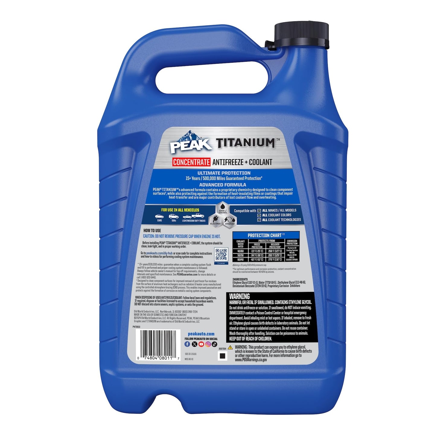 PEAK Titanium Concentrate Prediluted Antifreeze and Coolant for All Engine Cooling Systems, Long-Lasting Yellow Engine Coolant/Antifreeze for Lifetime Engine Protection in All Vehicles, 1 Gal. PEAKBuy Supplements Australia