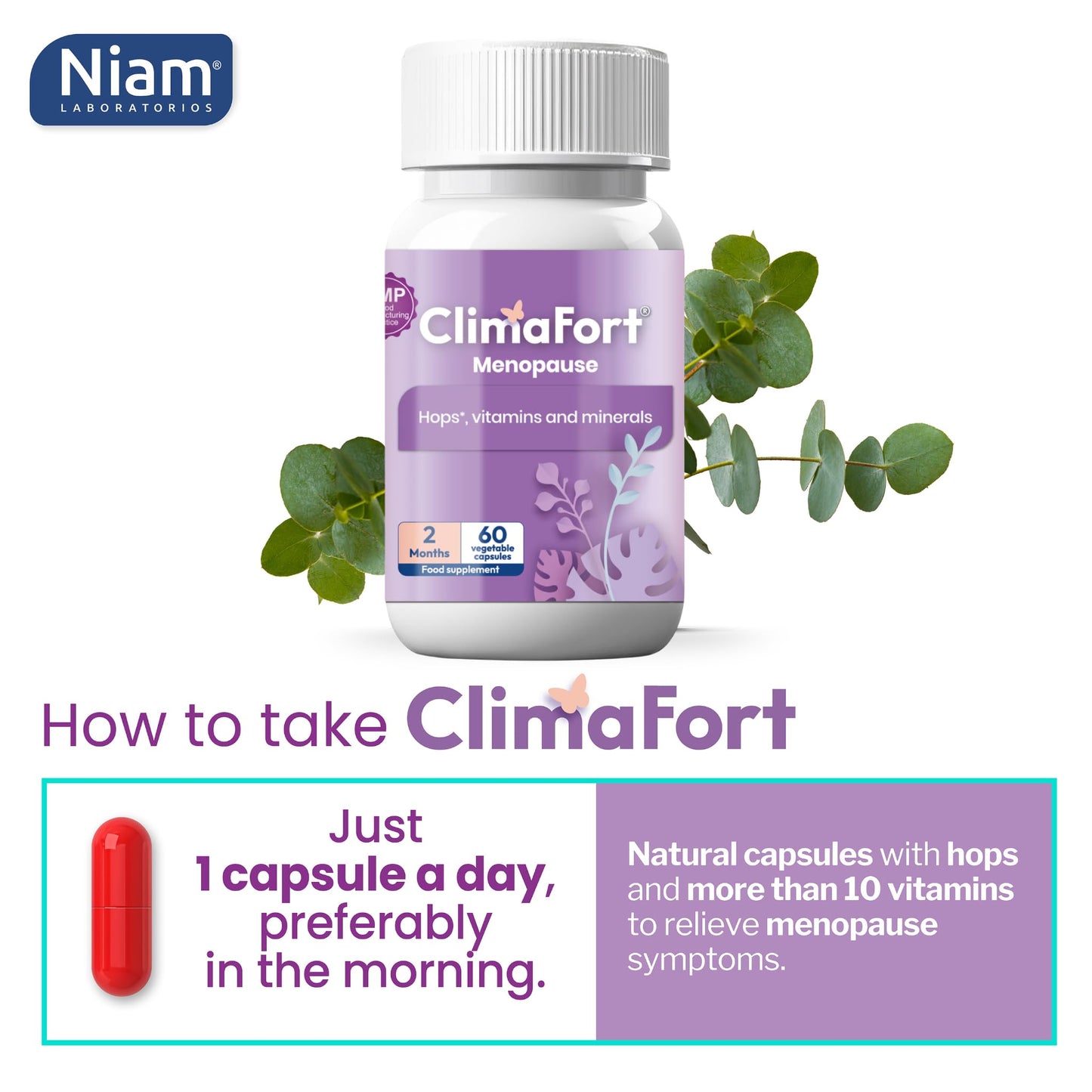 Climafort 60 Day Supply | Menopause Relief Pills | Natural Relief for Hot Flashes, Night Sweats, Mood Swings & Hormone Balance | Hops, Vitamins, and Minerals | 1 Capsule Daily ClimafortBuy Supplements Australia