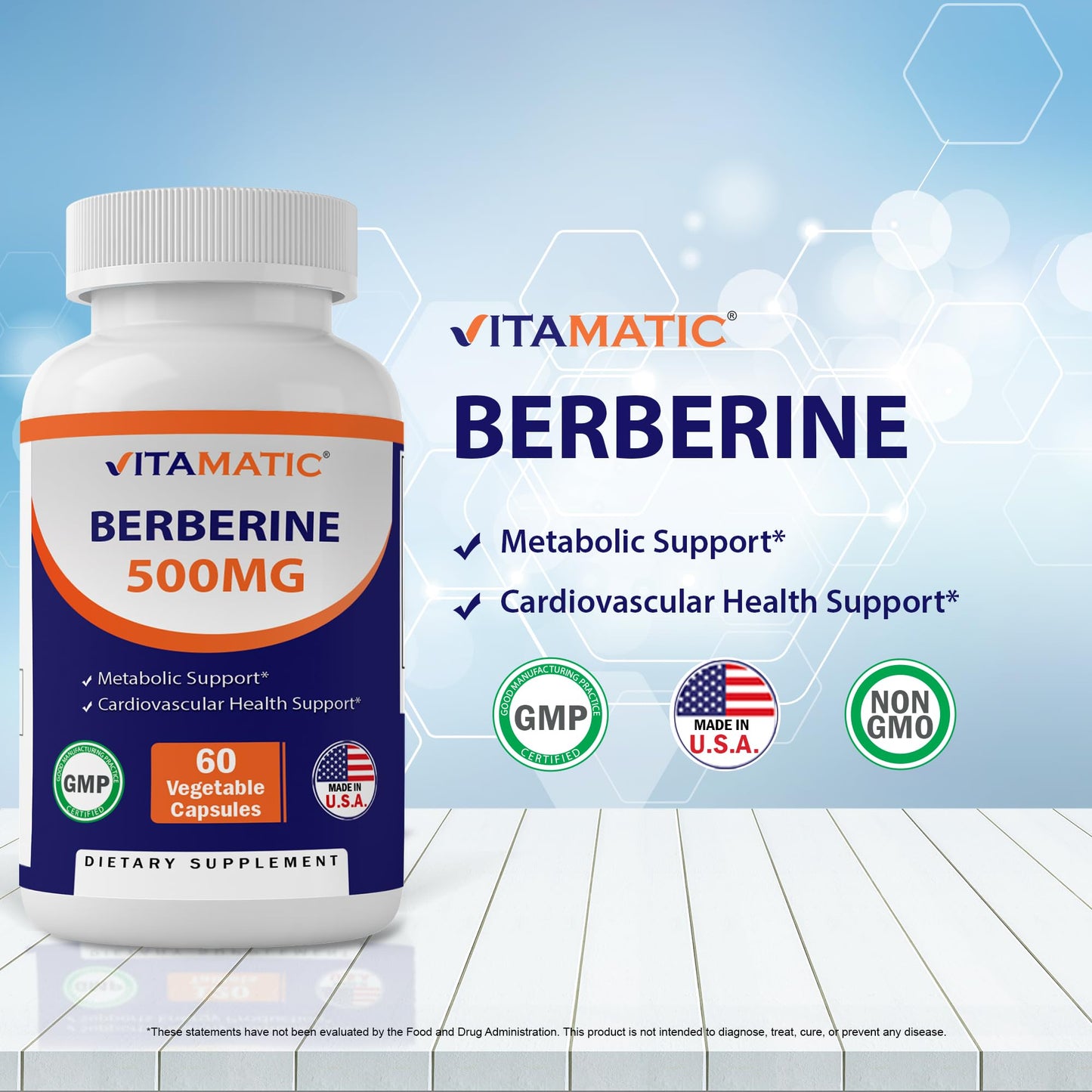 Vitamatic Berberine Supplement 500mg - 60 Vegetable Capsules - Made in The USA VitamaticBuy Supplements Australia