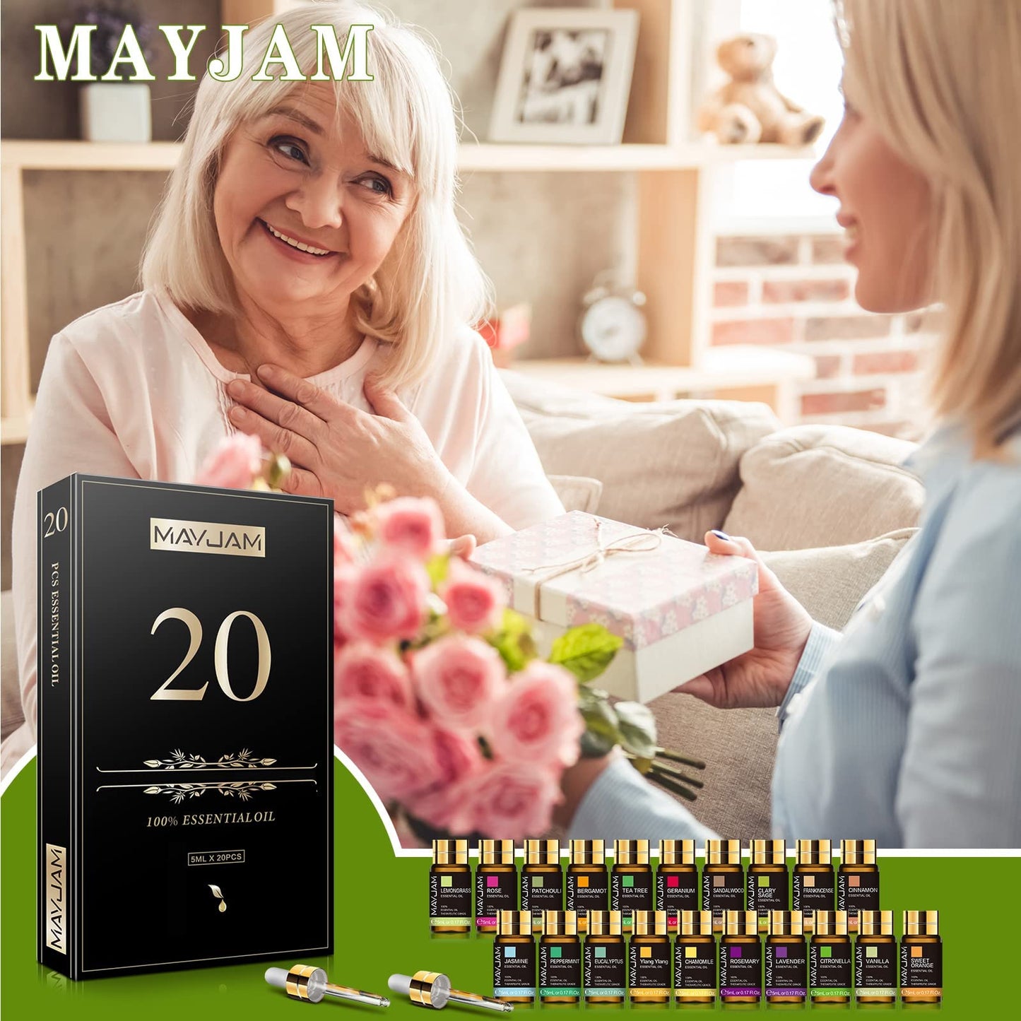 MAYJAM Tea Tree 20 Pcs Pure Essential Oil Gift Set, for Diffuser, Humidifiers, Skin Care, Massage MAYJAMBuy Supplements Australia