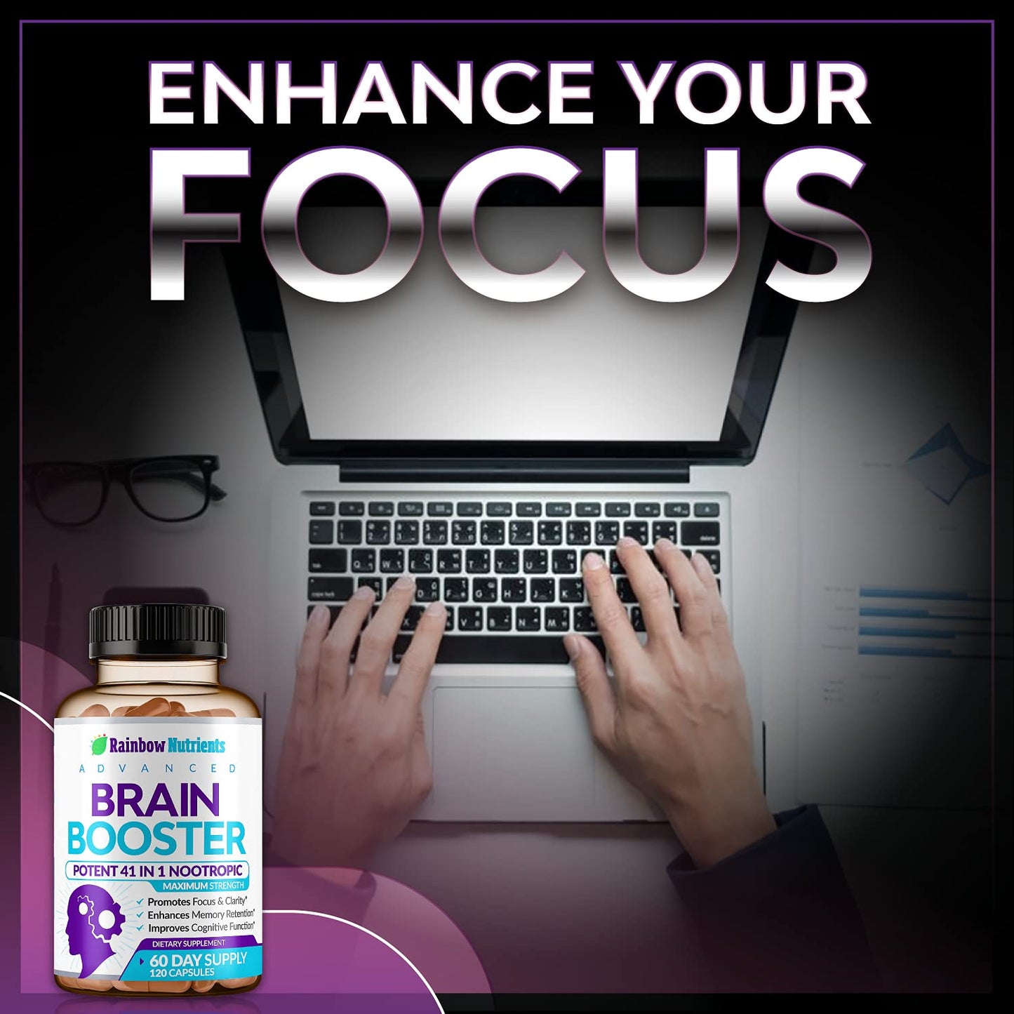 40-in-1 Brain Booster Supplements for Memory, Focus, Clarity, Energy, Performance Rainbow Nutrients, LLCBuy Supplements Australia