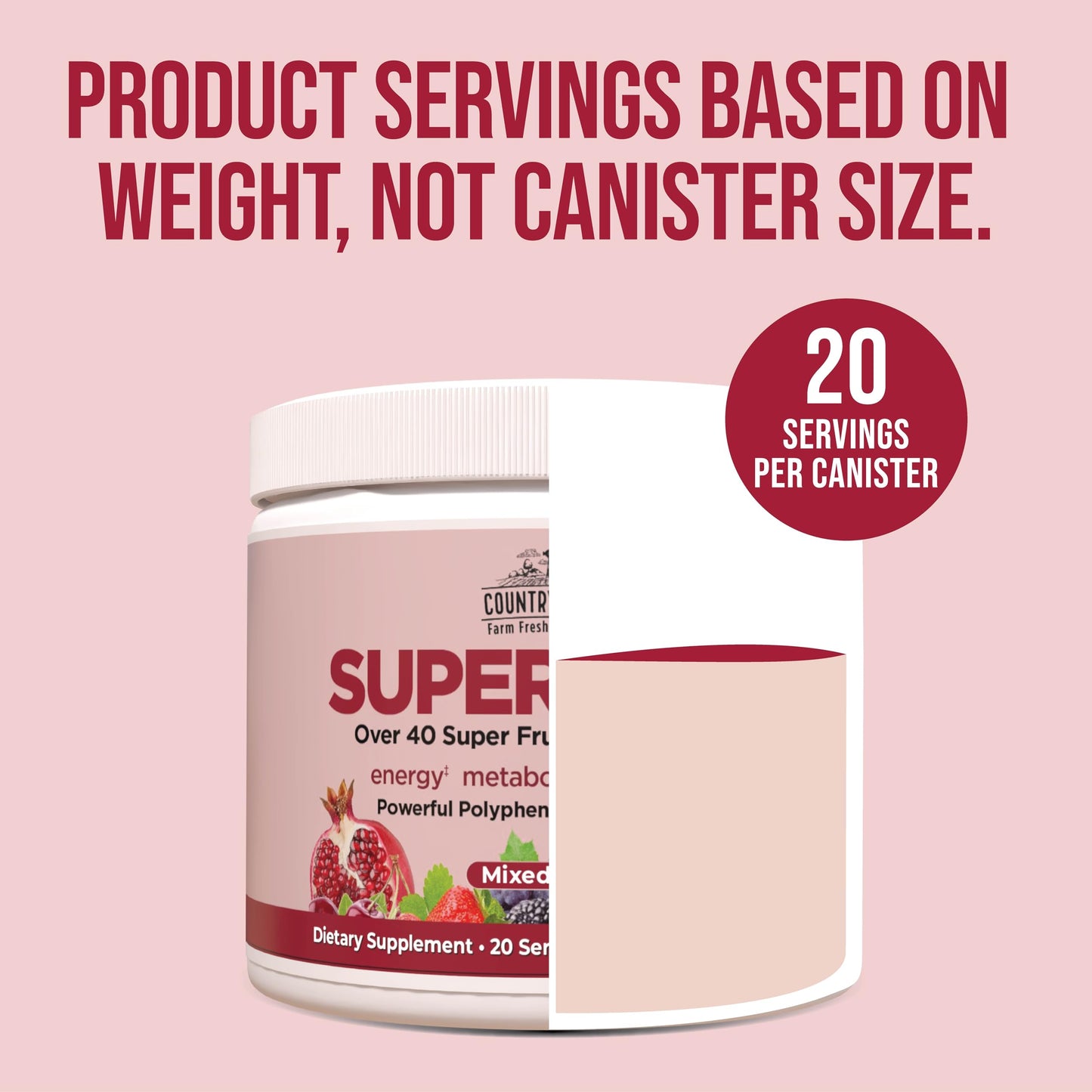 COUNTRY FARMS Super Reds, Energizing Polyphenol Superfood, 48 Super Fruits and Berries, Powerful Antioxidants and Polyphenols, Supports Energy, 20 Servings, Mixed Berry Flavor Country FarmsBuy Supplements Australia
