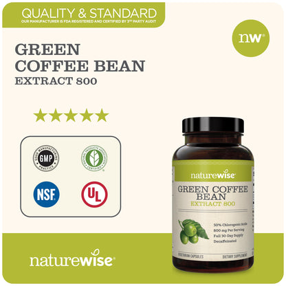 NatureWise Green Coffee Bean 800mg Max Potency Extract 50% Chlorogenic Acids NatureWiseBuy Supplements Australia