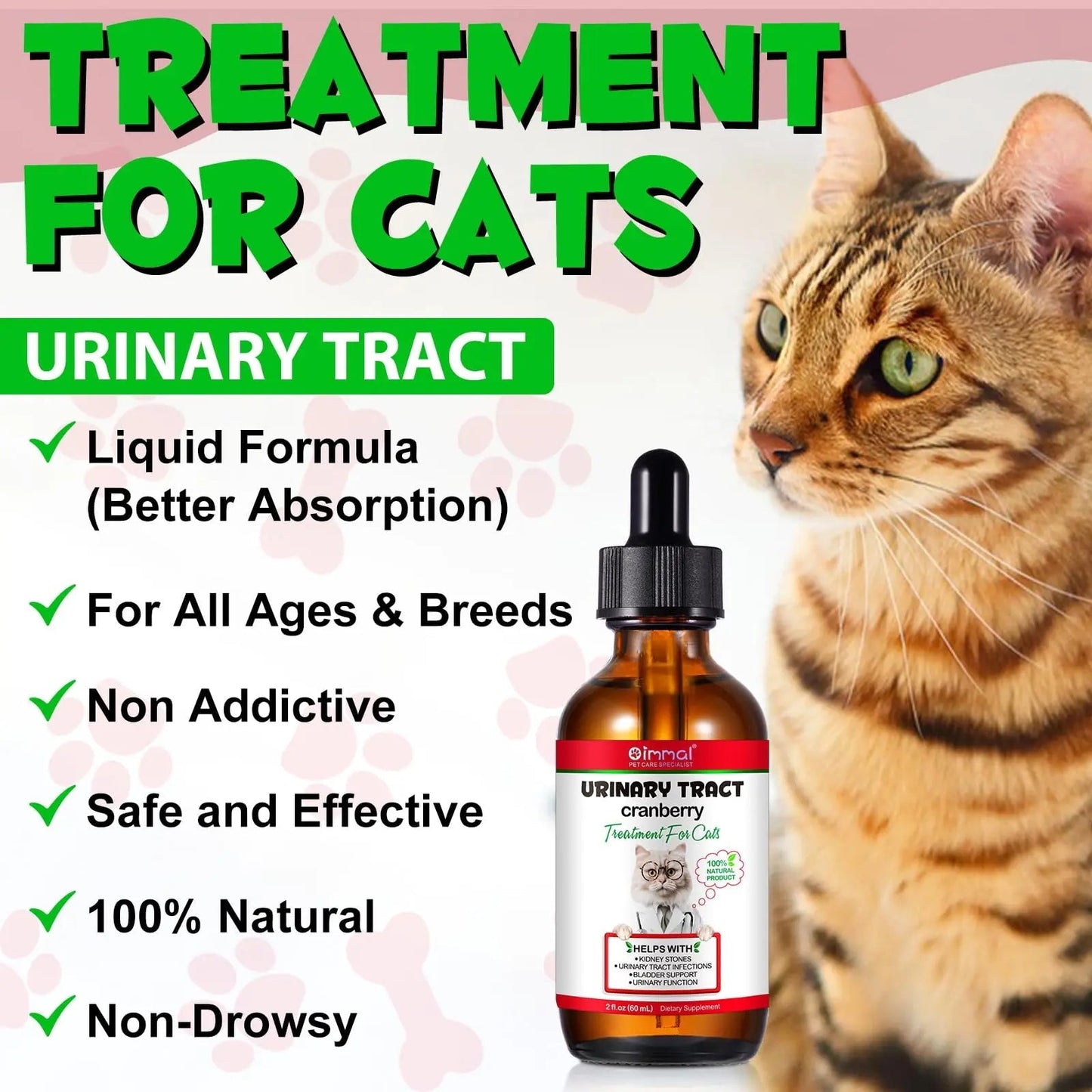 Cat Urinary Tract Infection Treatment, Cat UTI Treatment Drops Supports Bladder, Kidney Stone, Cranberry Kidney Bladder Support Supplement, Chicken Flavor, 60ml BTQAFVZTBuy Supplements Australia