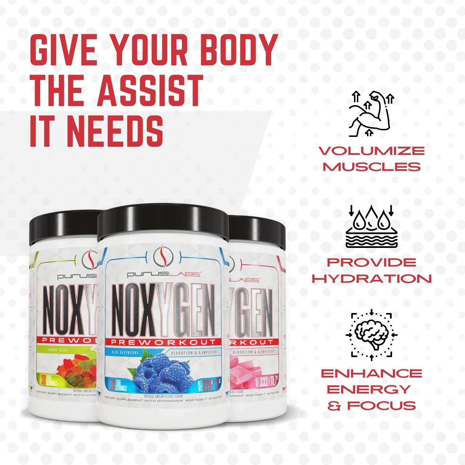 Purus Labs NOXYGEN PREWORKOUT Powder, 30 Servings (Blue Raspberry)