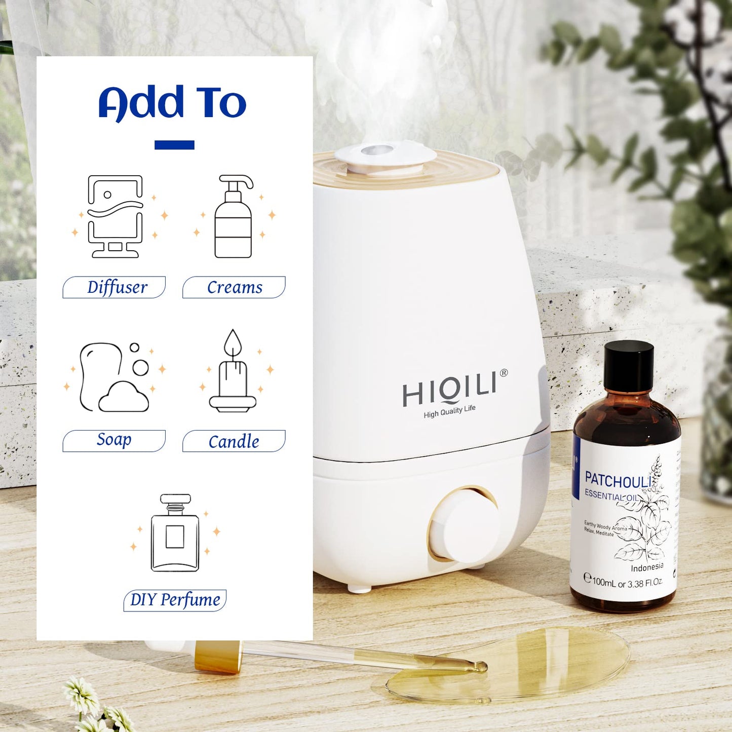 HIQILI Patchouli Essential Oil 100ML, Pure Natural, for Perfume Making, Diffuser and Skin HIQILIBuy Supplements Australia