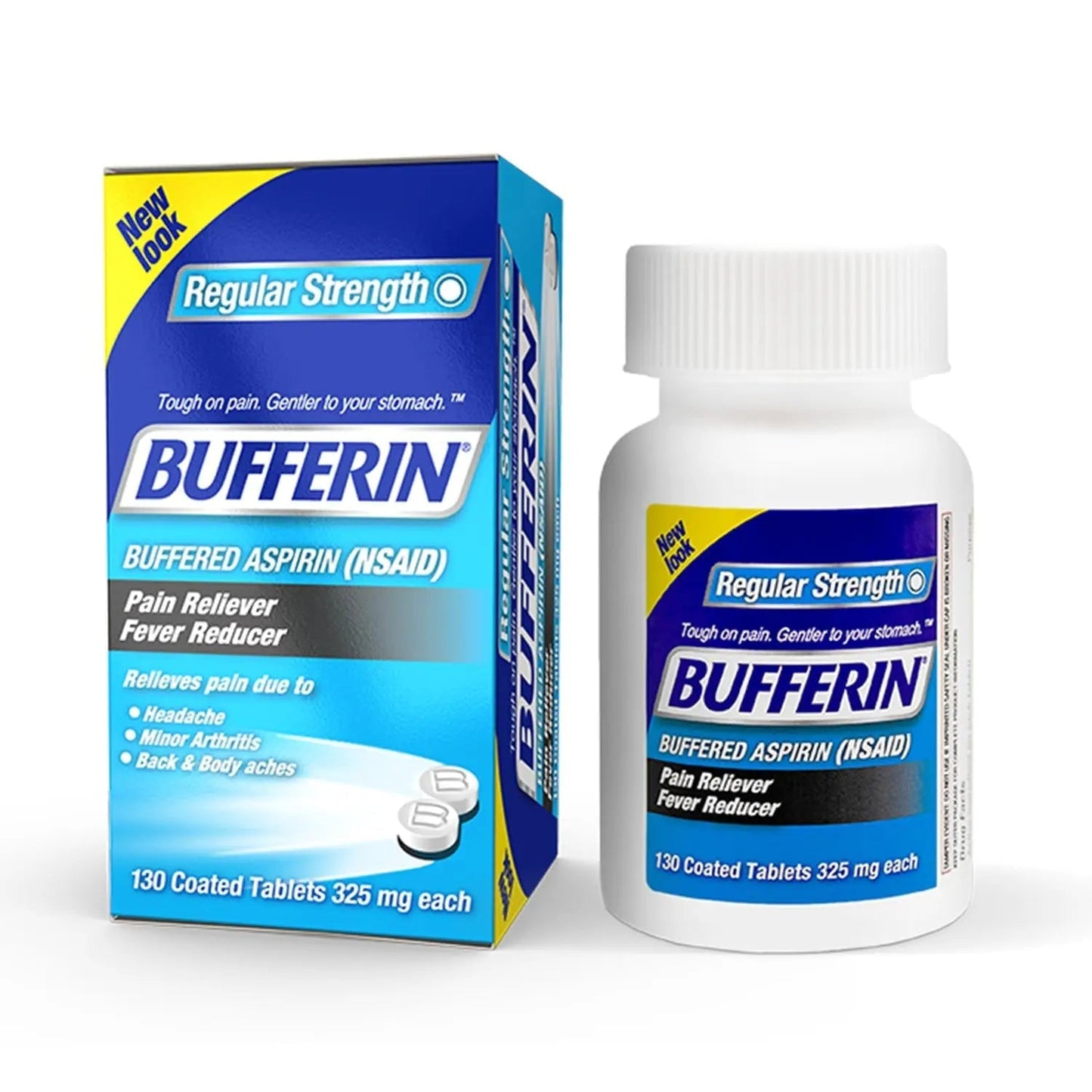 Bufferin Aspirin 325mg, Pain Reliever & Fever Reducer, with 3 Buffering Agents Relieves 7 Types of Pain: Headaches, Back Ache, Arthritis, Muscle Aches & More, for Adults, 130 Coated Tablets, 1-Pack BufferinBuy Supplements Australia