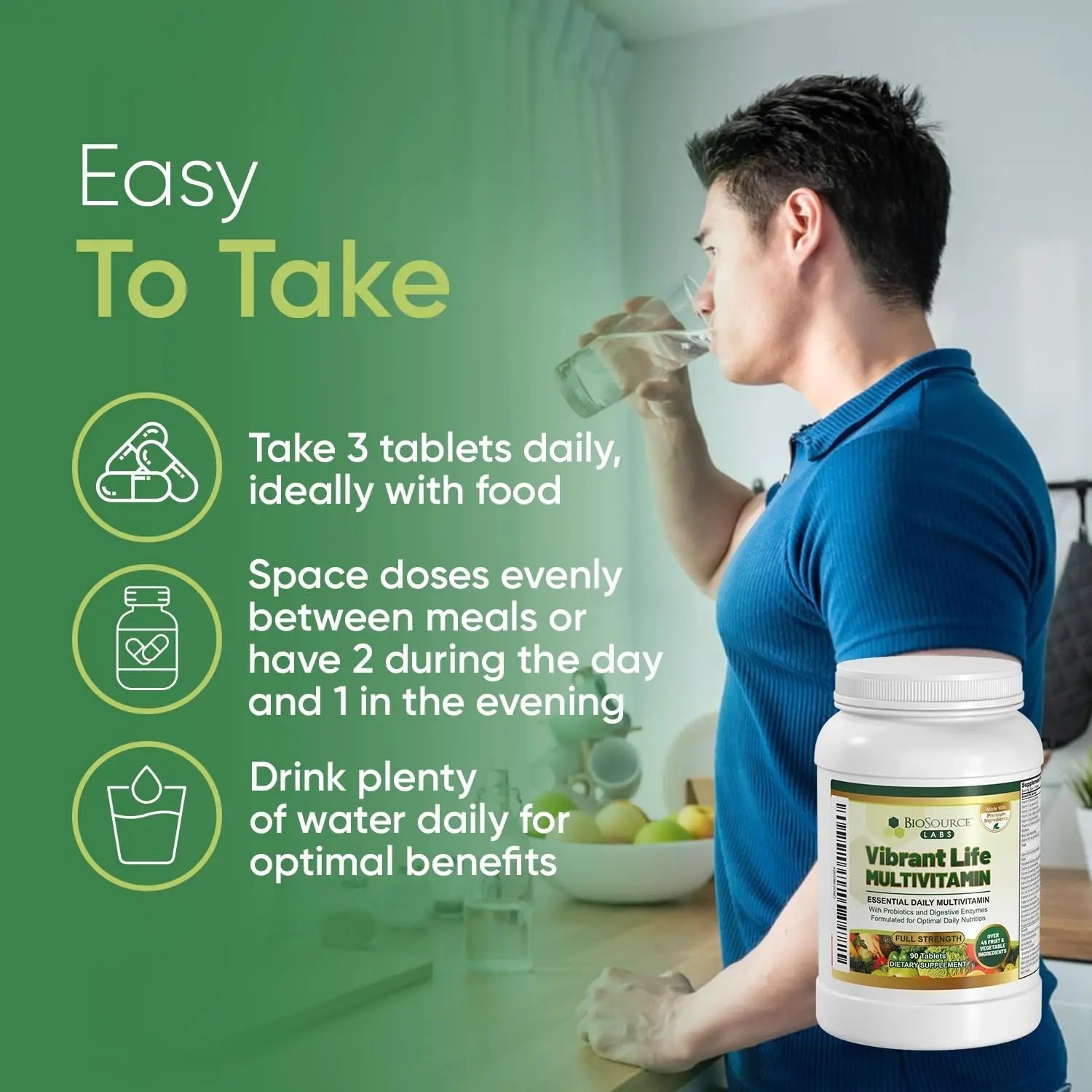 BioSource Labs Vibrant Life Multivitamin with Probiotics, Digestive Enzymes & B-Complex – Over 45 Fruits and Veggies BioSource LabsBuy Supplements Australia
