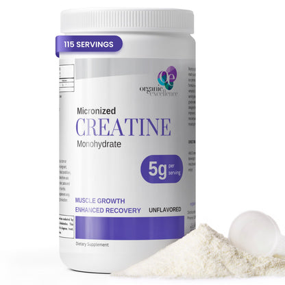 Organic Excellence Creatine Monohydrate – Micronized Creatine Powder for Muscle Growth, Strength & Recovery – Unflavored, 115 Servings Organic ExcellenceBuy Supplements Australia