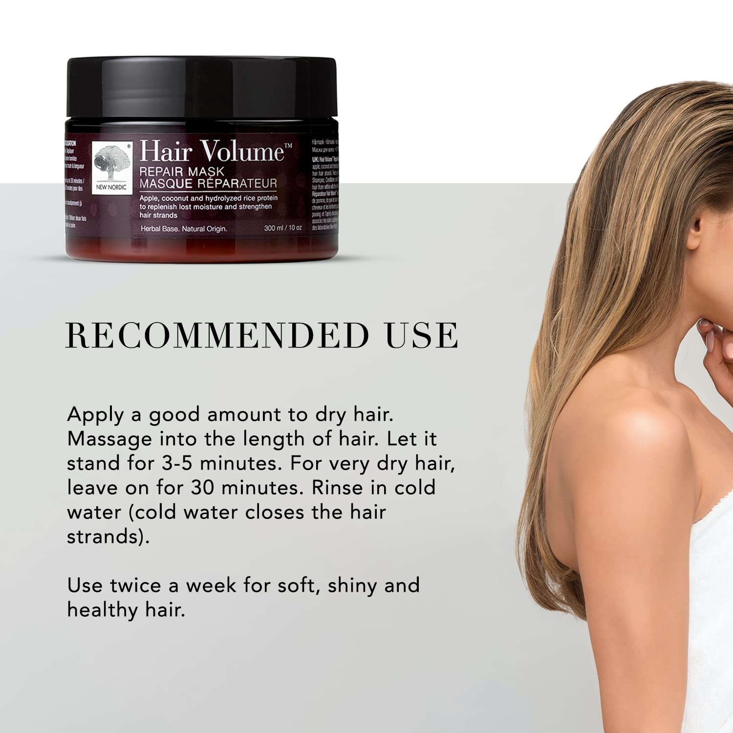 NEW NORDIC Hair Volume Repair Mask for Dry Damaged Hair & Natural Growth, Rebuild Moisture Balance, Volumize & Strengthen, 10 oz NEW NORDICBuy Supplements Australia