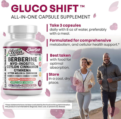 Clean Nutra Berberine Supplement Myo-Inositol Ceylon Cinnamon Gymnema Bitter Melon Chromium Complex for Digestion, Antioxidant Support & Wellness 90 Vegan Capsules Non-GMO Clean NutraceuticalsBuy Supplements Australia