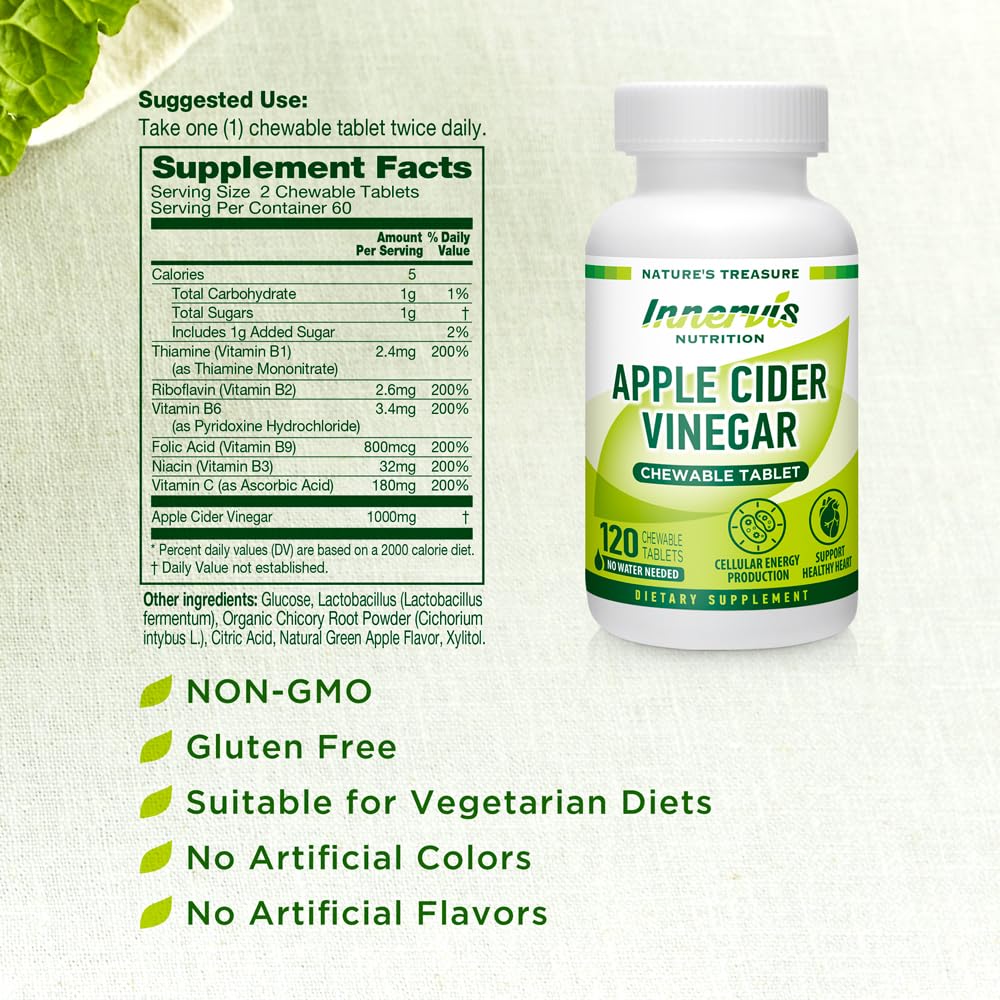INNERVISNUTRITION Apple Cider Vinegar 120 Chewable Tablets Healthy Heart Immune INNERVISNUTRITIONBuy Supplements Australia