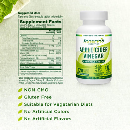 INNERVISNUTRITION Apple Cider Vinegar 120 Chewable Tablets Healthy Heart Immune INNERVISNUTRITIONBuy Supplements Australia