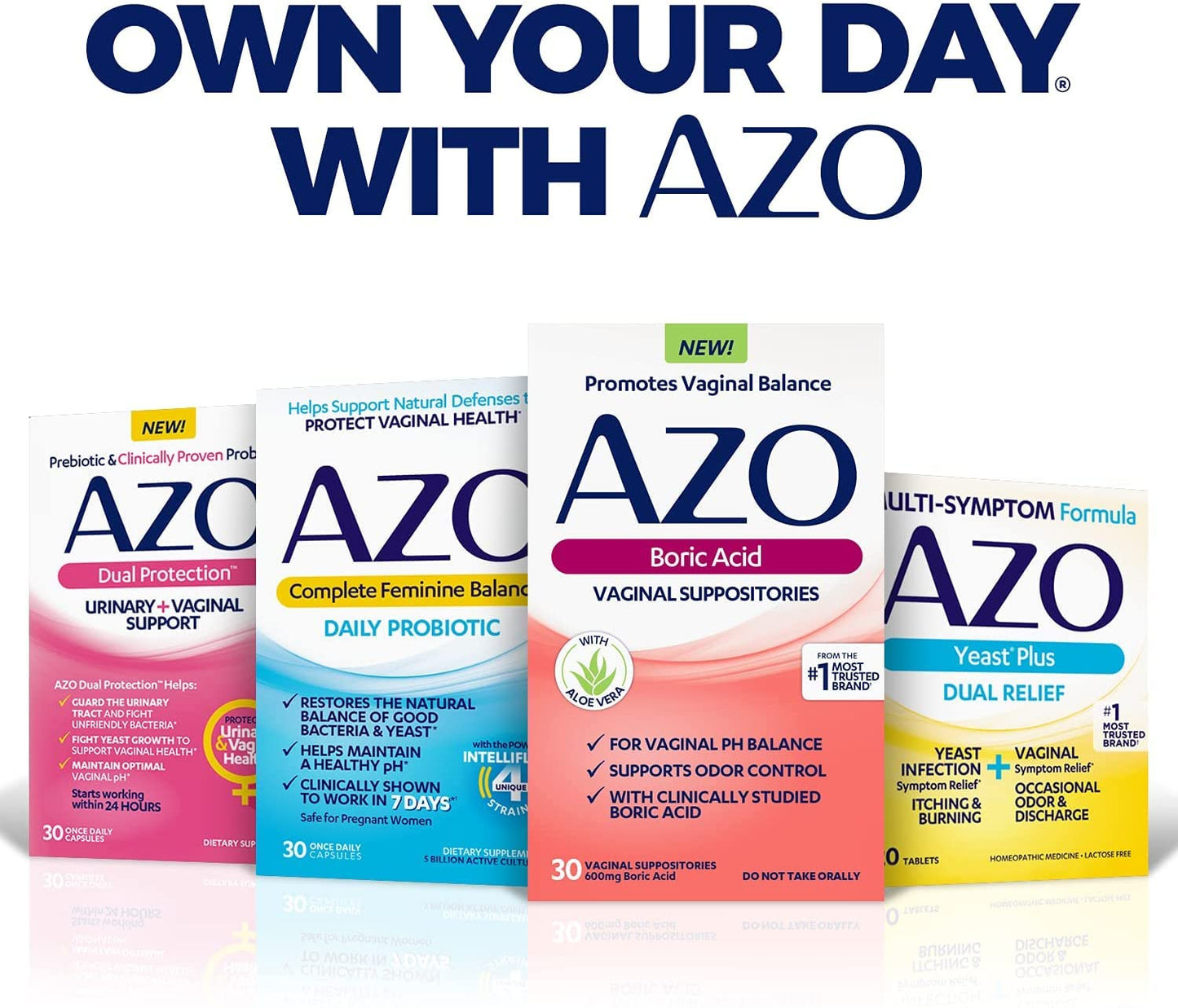 AZO Boric Acid Vaginal Suppositories, 30 Count + AZO Dual Protection, 30 Count, Urinary + Vaginal Support* AZOBuy Supplements Australia