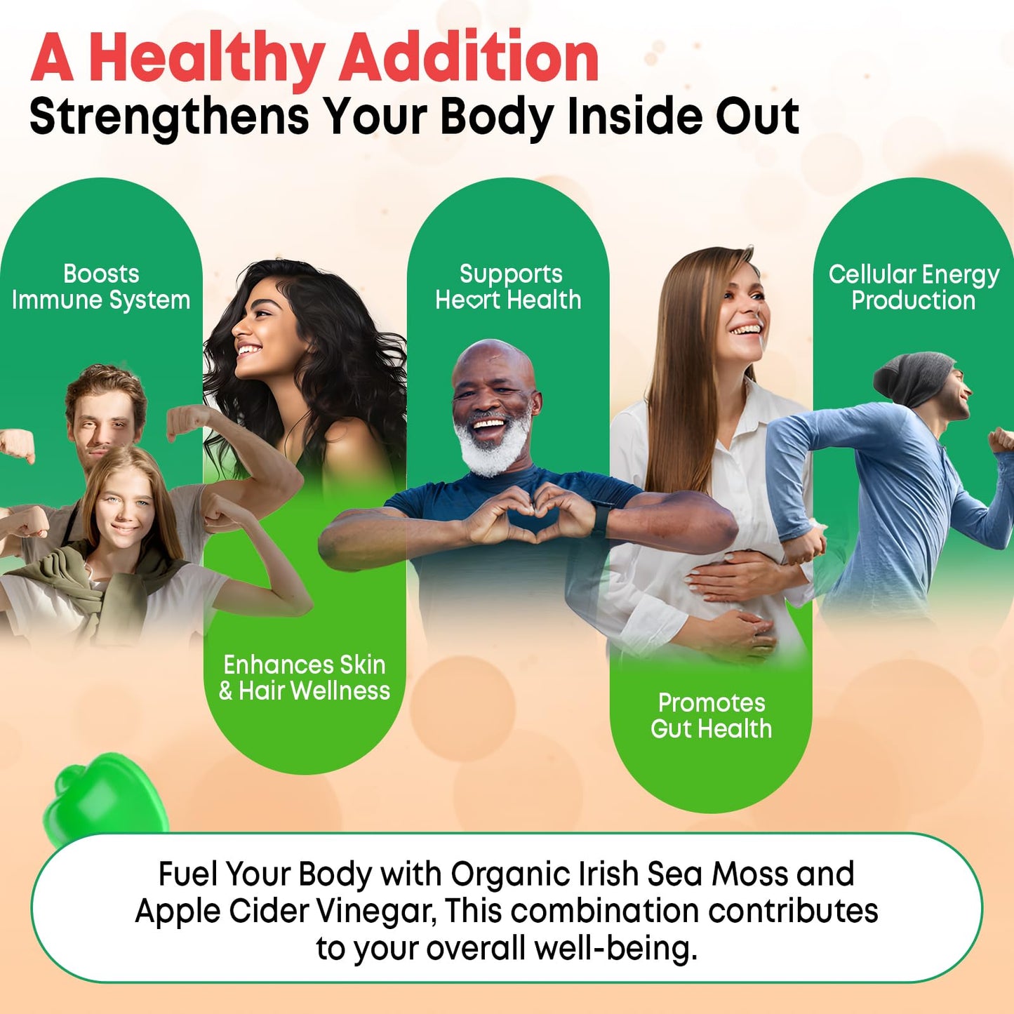 Vazatisi 2 Pack Apple Cider Vinegar Gummies, ACV with Sea Moss Gummies for Metabolism, Digestion, Detox, Gut & Immune Health, Apple Flavored -120 Count VazatisiBuy Supplements Australia
