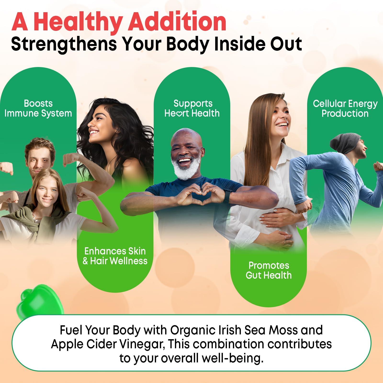 Vazatisi 2 Pack Apple Cider Vinegar Gummies, ACV with Sea Moss Gummies for Metabolism, Digestion, Detox, Gut & Immune Health, Apple Flavored -120 Count VazatisiBuy Supplements Australia