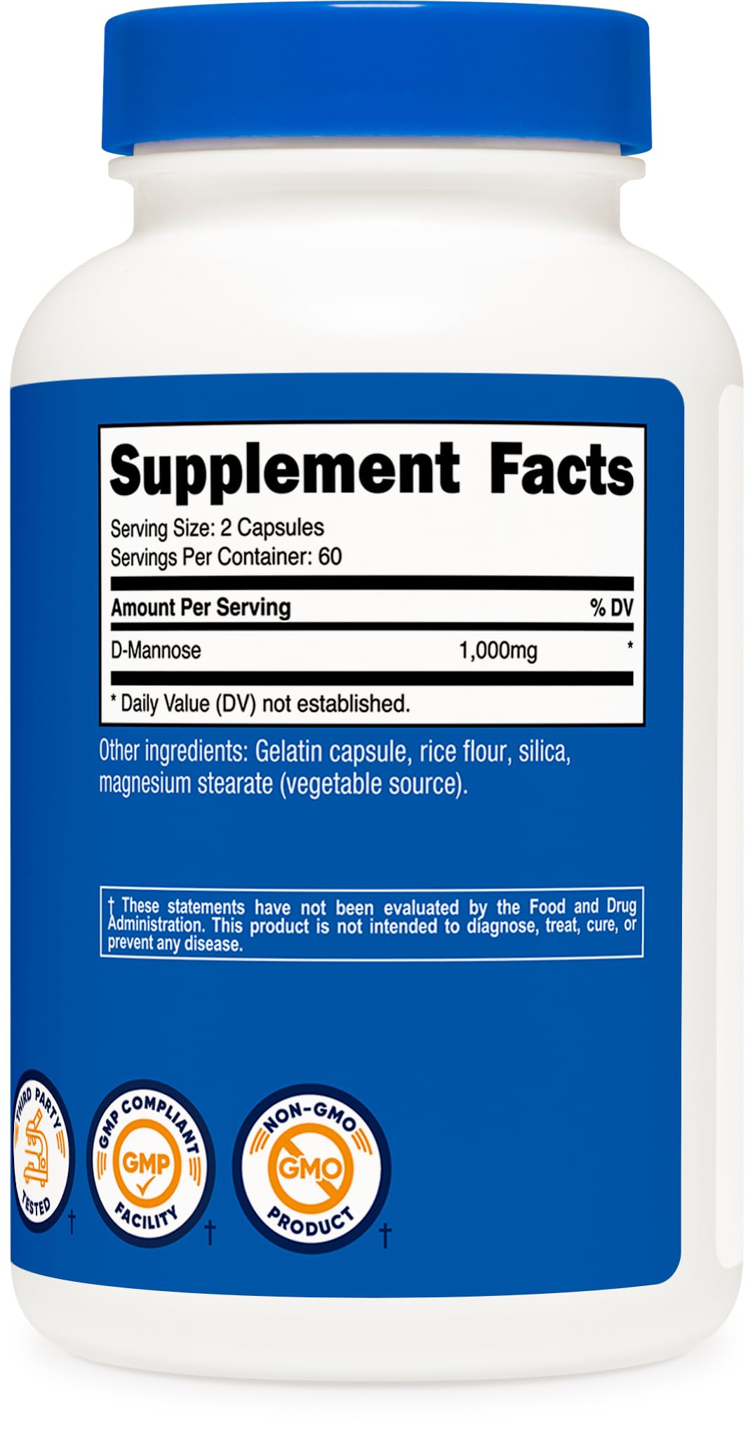 Nutricost D-Mannose 1000mg Per Serving, 120 Capsules - 500mg Per Capsule, Urinary Tract Health, Non-GMO and Gluten Free NutricostBuy Supplements Australia