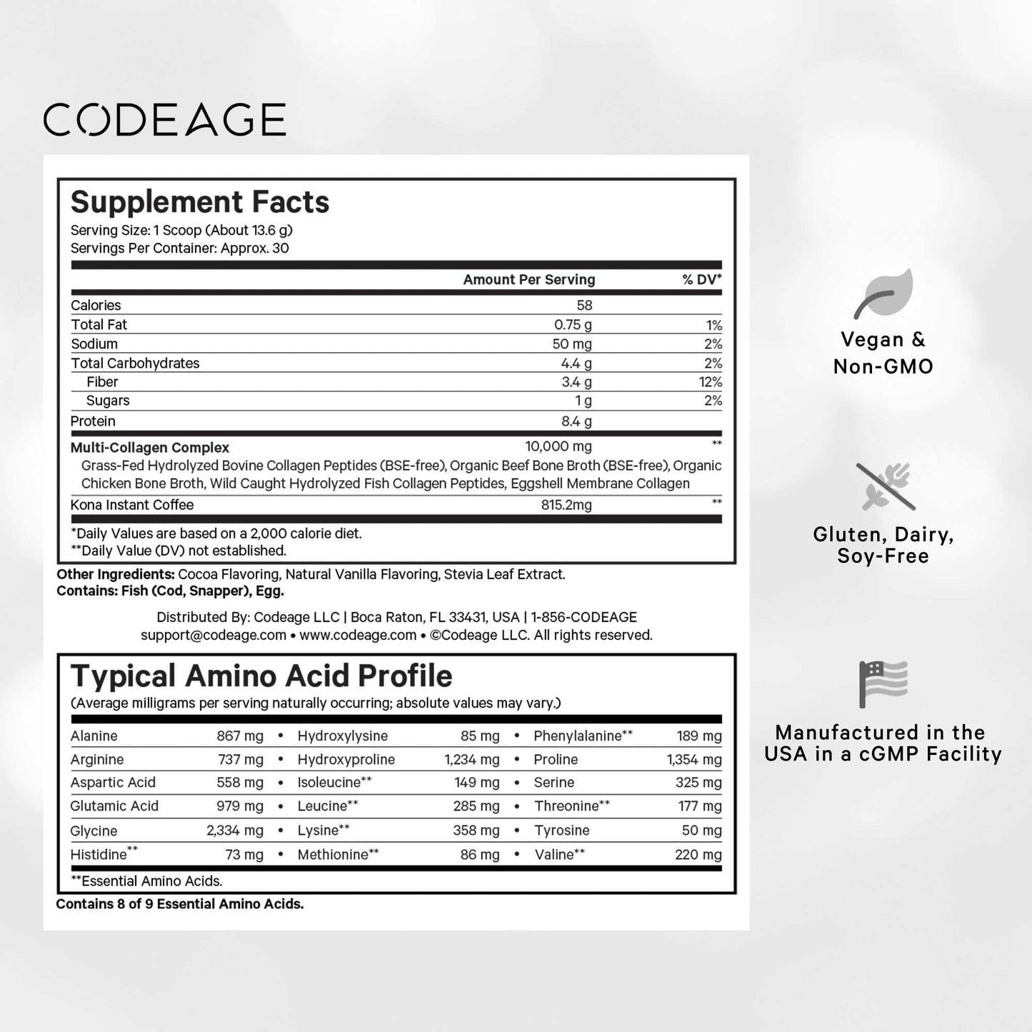 Codeage Multi Collagen Peptides Protein Powder - Chocolate Mocha Instant Coffee - Gourmet Knoa Coffee Drink & Shake - Collagen Type I, II, III, V & X - Grass-Fed, Hydrolyzed, Non-GMO - 14.39oz CodeageBuy Supplements Australia