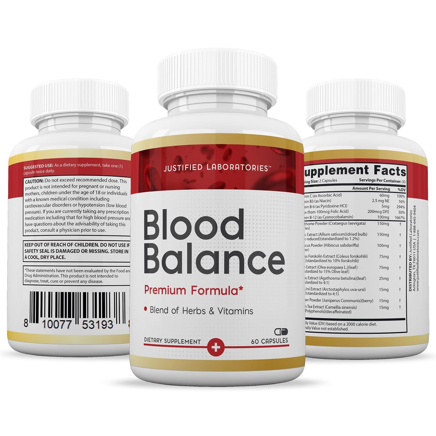 (3 Pack) Blood Balance Advanced Formula 688MG Supplement Pills 180 Capsules Justified LaboratoriesBuy Supplements Australia