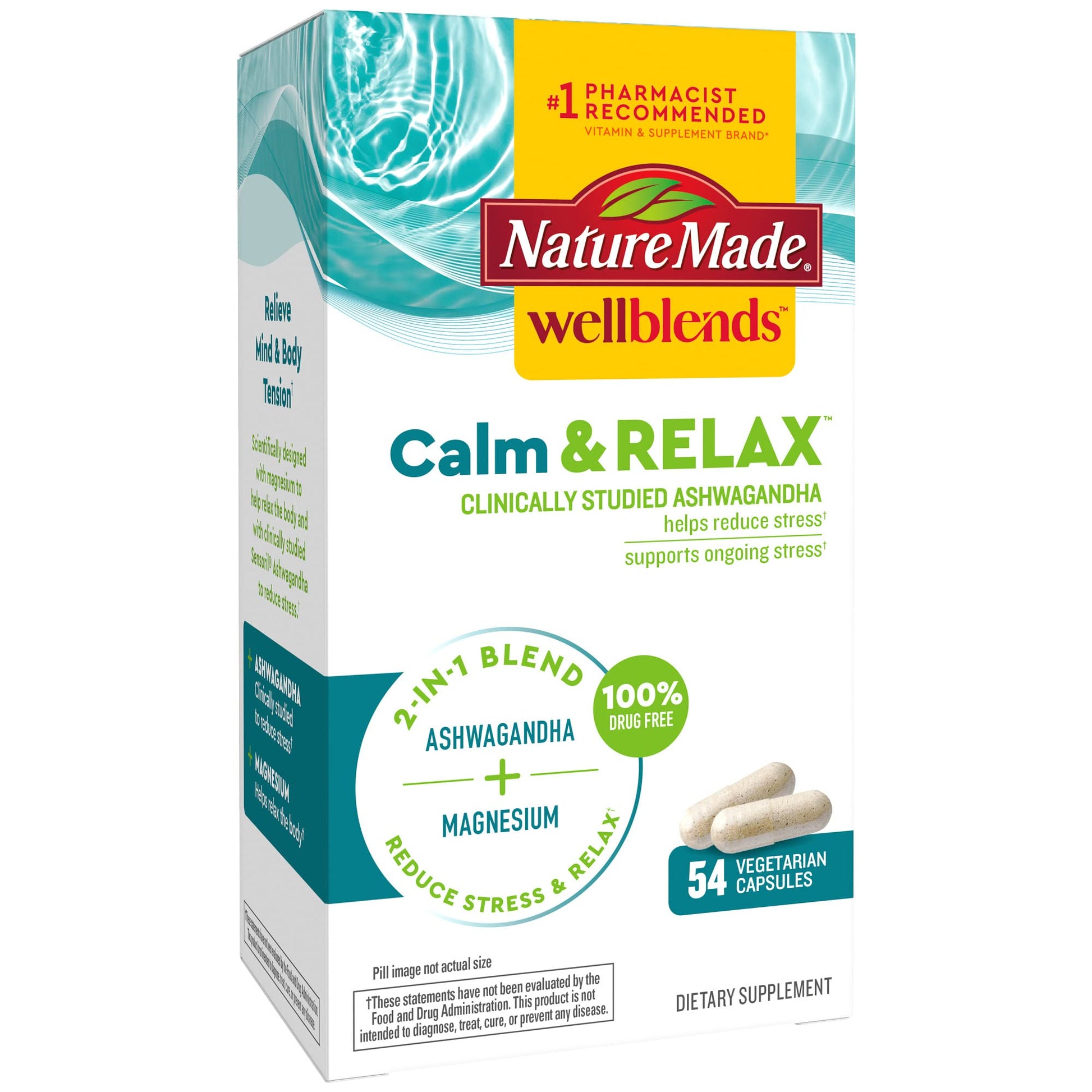 Nature Made Wellblends Calm & Relax, Ashwagandha 125 mg, Magnesium 300 mg