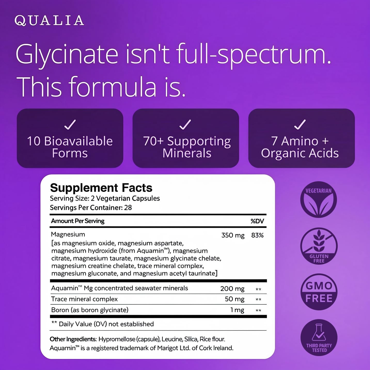 Qualia Magnesium Supplement | 10 Bioavailable Forms, Including Magnesium Glycinate, with 70+ Supporting Minerals, +7 Amino Acids | Doctor-Formulated to Support Sleep, Stress Relief, Heart, Relaxation QUALIA LIFE SCIENCESBuy Supplements Australia
