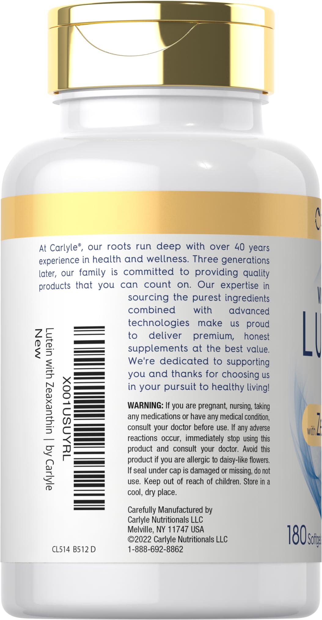 Carlyle Lutein and Zeaxanthin 40 mg | 180 Softgels | Eye Health Vitamins CarlyleBuy Supplements Australia